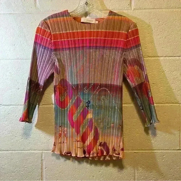 Zimmermann Tops - Zimmerman Long Sleeve Graphic Design Top-Size 1